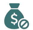 Debt pay off money bag icon teal color