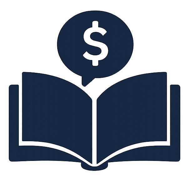 book with dollar sign money stories icon