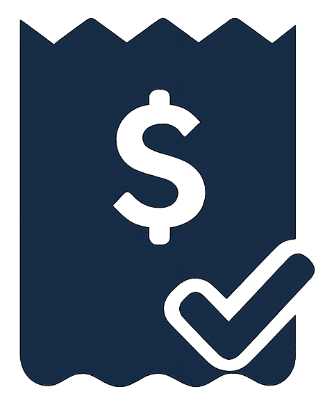 dollar sign with check mark debt icon