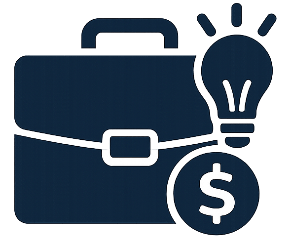 suitcase with bulb idea and dollar sign icon for side hustles
